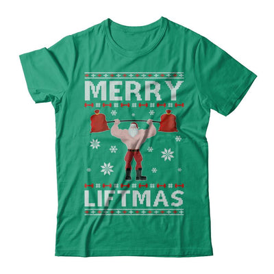 Christmas Merry Liftmas Santa Fitness Gym Ugly Sweater-T-Shirt & Sweatshirt-Classic T-Shirt-Kelly Green