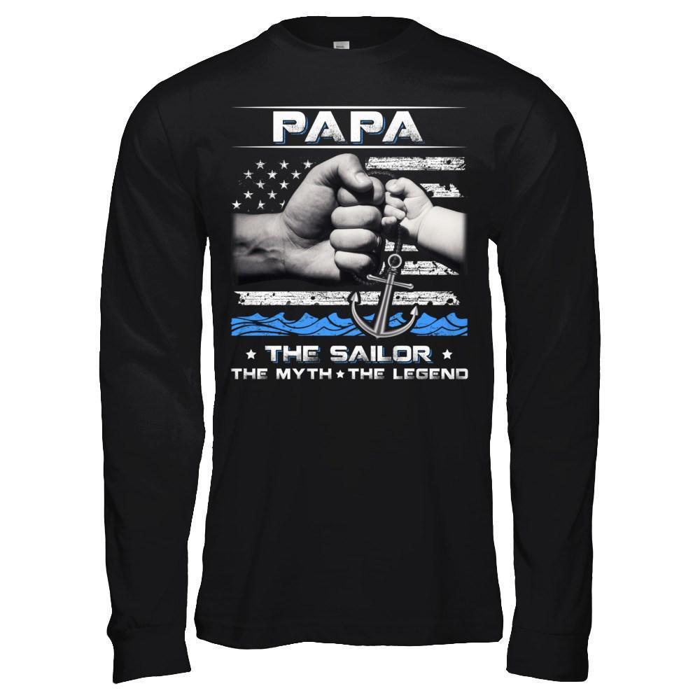 Veteran Papa The Sailor The Myth The Legend-T-Shirt & Hoodie-Long Sleeve T-Shirt-Black