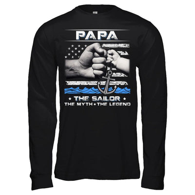 Veteran Papa The Sailor The Myth The Legend-T-Shirt & Hoodie-Long Sleeve T-Shirt-Black