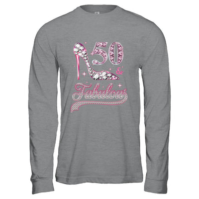 50 And Fabulous 50 Years Old 1971 50th Birthday Gift-T-Shirt & Hoodie-Long Sleeve T-Shirt-Sport Grey