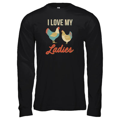 Vintage Retro I Love My Ladies Funny Chicken Farmer-T-Shirt & Tank Top-Long Sleeve T-Shirt-Black