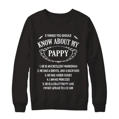 5 Things You Should Know About My Pappy Granddaughter-T-Shirt & Sweatshirt-Crewneck Sweatshirt-Black