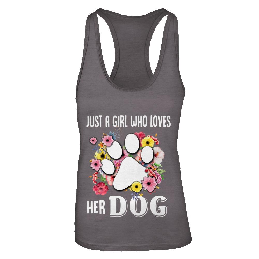 Just A Girl Who Loves Her Dog-T-Shirt & Tank Top-Women's Ideal Racerback Tank-Dark Grey