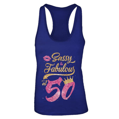 Sassy And Fabulous At 50th 1971 Birthday Gift-T-Shirt & Tank Top-Women's Ideal Racerback Tank-Royal