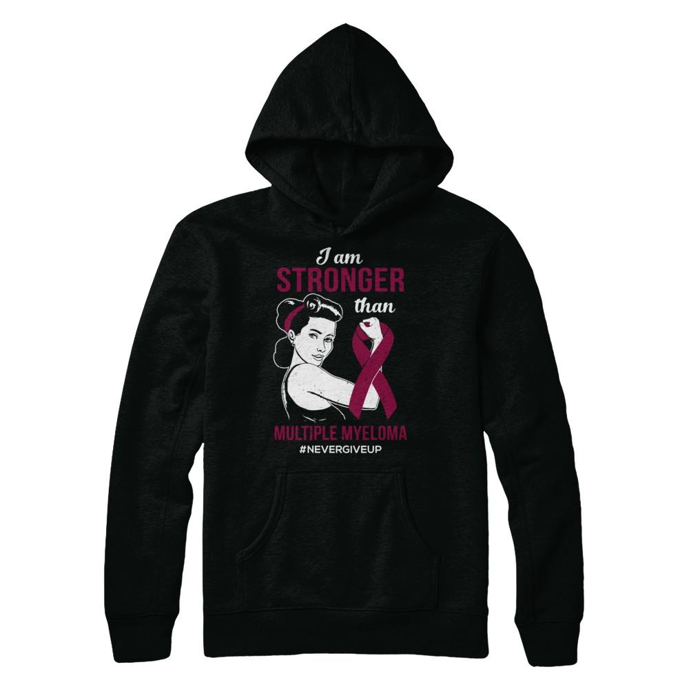 I Am Stronger Than Multiple Myeloma Awareness Support-T-Shirt & Hoodie-Pullover Hoodie-Black