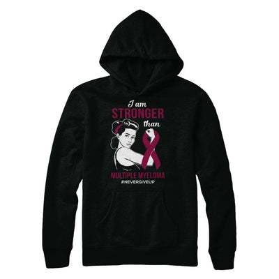 I Am Stronger Than Multiple Myeloma Awareness Support-T-Shirt & Hoodie-Pullover Hoodie-Black