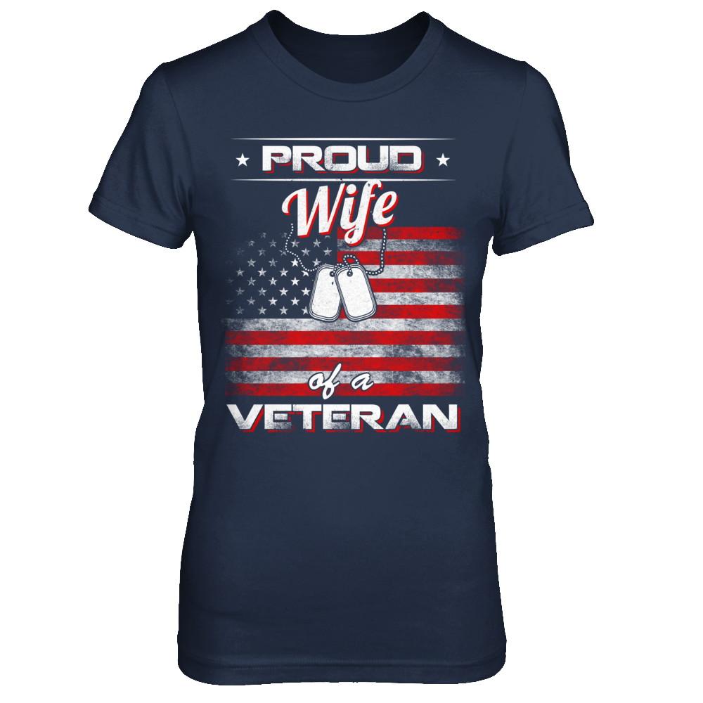 Proud Wife Of A Veteran-T-Shirt & Hoodie-Women's T-Shirt-Navy