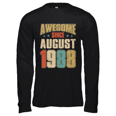 Vintage Retro Awesome Since August 1988 33th Birthday-T-Shirt & Hoodie-Long Sleeve T-Shirt-Black
