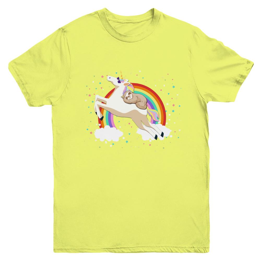 Funny Sloth Riding Unicorn Lover Youth-Youth Shirt-Youth T-Shirt-Daisy