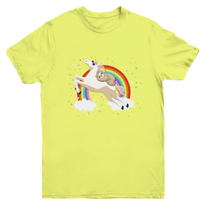 Funny Sloth Riding Unicorn Lover Youth-Youth Shirt-Youth T-Shirt-Daisy