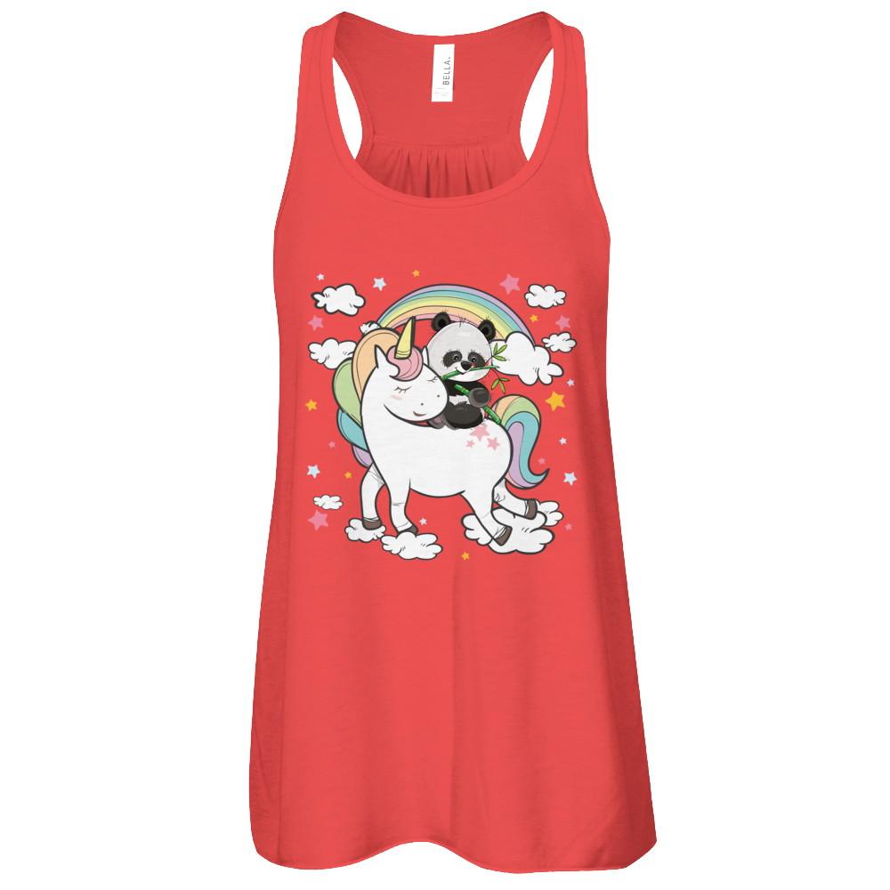 Panda Riding Unicorn-T-Shirt & Tank Top-Women's Flowy Racerback Tank-Red
