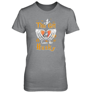 This Girl Love Her Dog Husky Halloween-T-Shirt & Tank Top-Women's T-Shirt-Sport Grey