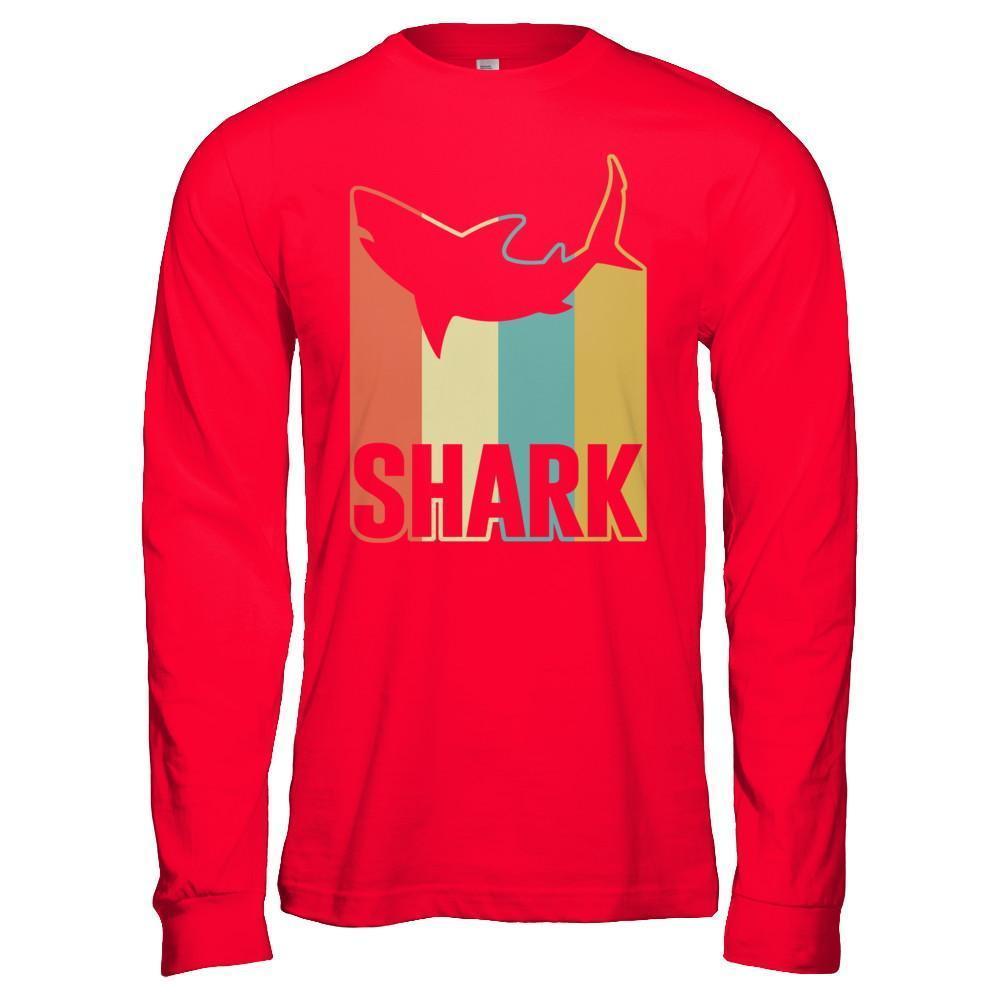Classic Vintage Retro Style Shark-T-Shirt & Hoodie-Long Sleeve T-Shirt-Red
