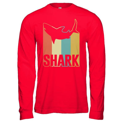Classic Vintage Retro Style Shark-T-Shirt & Hoodie-Long Sleeve T-Shirt-Red