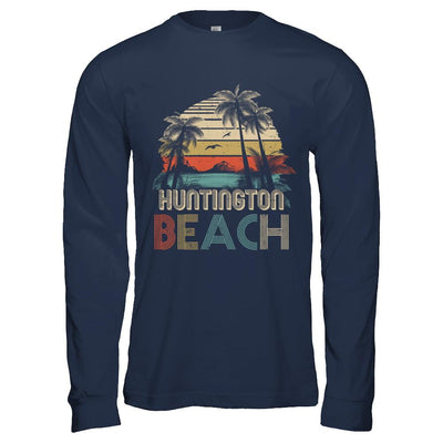 Vintage Summer Huntington Beach California-T-Shirt & Hoodie-Long Sleeve T-Shirt-Navy