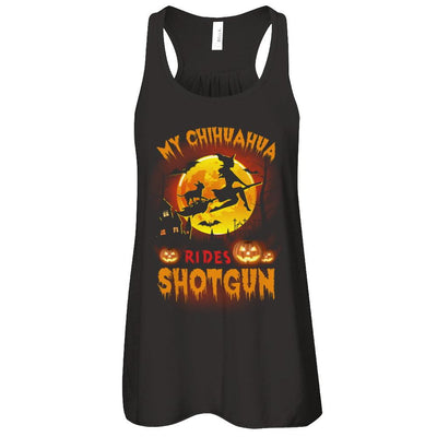 My Chihuahua Rides Shotgun Halloween Dog-T-Shirt & Tank Top-Women's Flowy Racerback Tank-Black