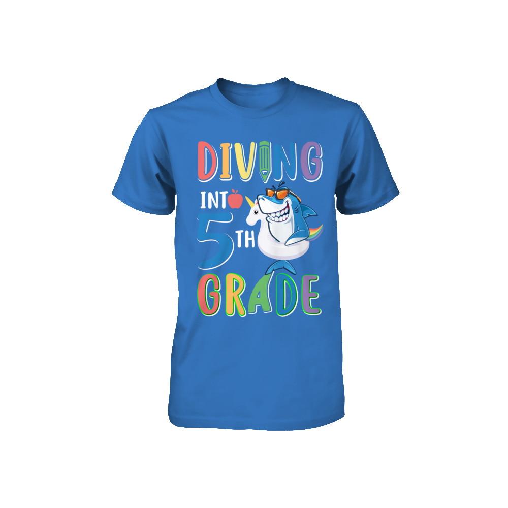 Diving Into 5th Grade Back To School Shark Youth-Youth Shirt-