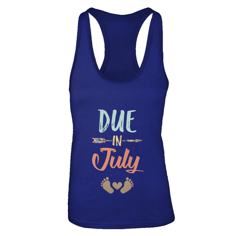 Due Date July 2021 Announcement Mommy Bump Pregnancy-T-Shirt & Tank Top-Women's Ideal Racerback Tank-Royal