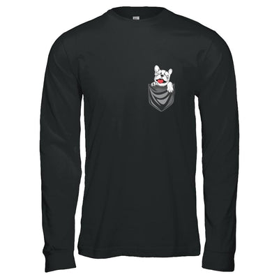 Funny Pocket French Bulldog Frenchie Dog Gift-T-Shirt & Hoodie-Long Sleeve T-Shirt-Black