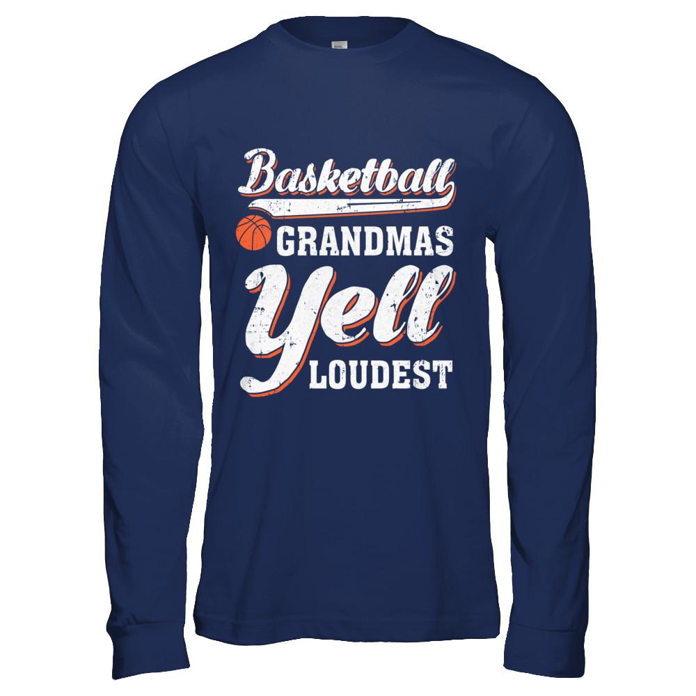 Basketball Grandmas Yell Loudest-T-Shirt & Hoodie-Long Sleeve T-Shirt-Navy