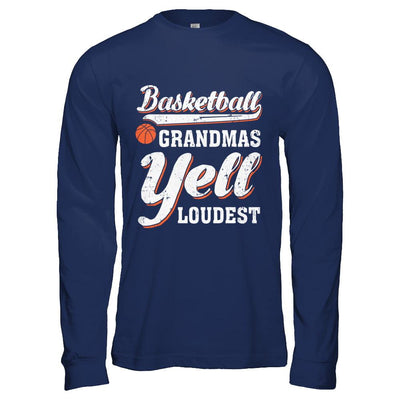 Basketball Grandmas Yell Loudest-T-Shirt & Hoodie-Long Sleeve T-Shirt-Navy