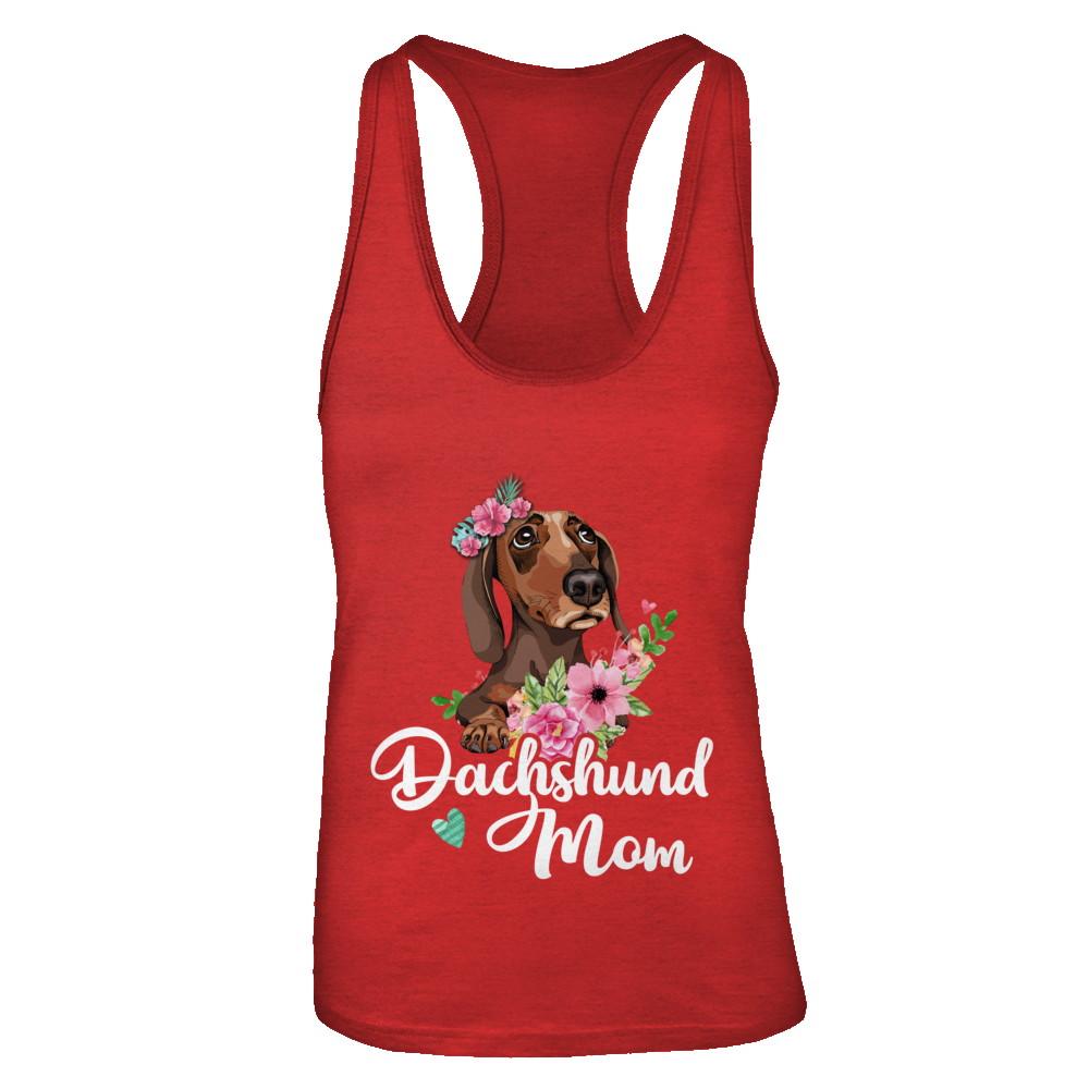 Dachshund Mom Funny Dog Mom Gift Idea-T-Shirt & Tank Top-Women's Ideal Racerback Tank-Red