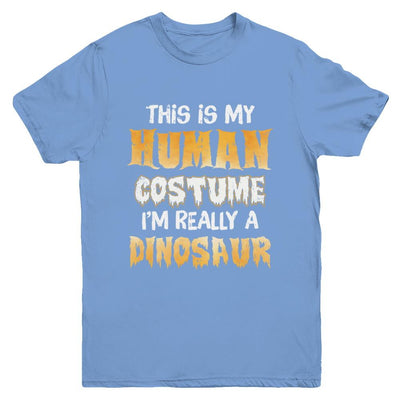This Is My Human Costume Dinosaur T-Rex Halloween Youth-Youth Shirt-Youth T-Shirt-Carolina Blue