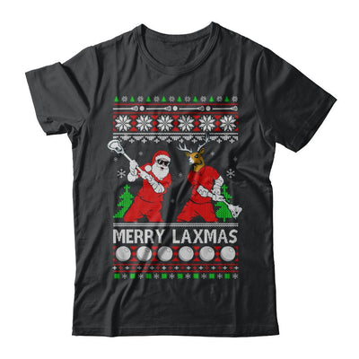 Lacrosse Santa Reindeer Merry Laxmas Ugly Christmas Sweater-T-Shirt & Sweatshirt-Classic T-Shirt-Black