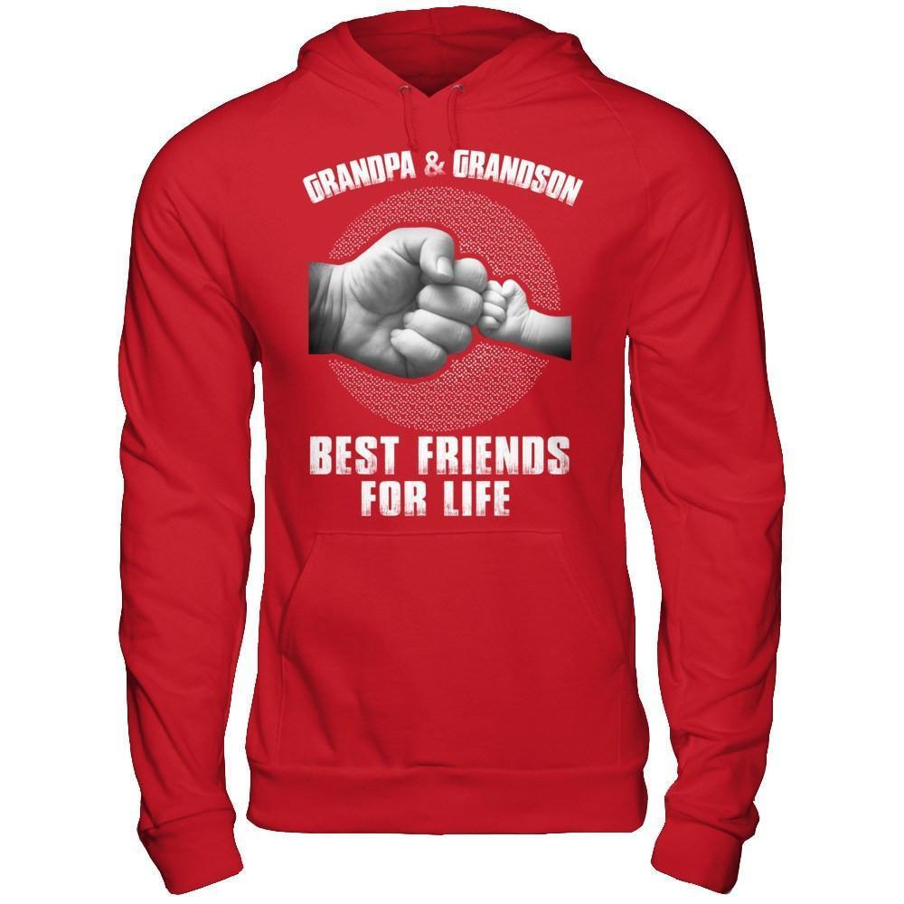 Grandpa And Grandson Best Friends For Life-T-Shirt & Hoodie-Pullover Hoodie-Red