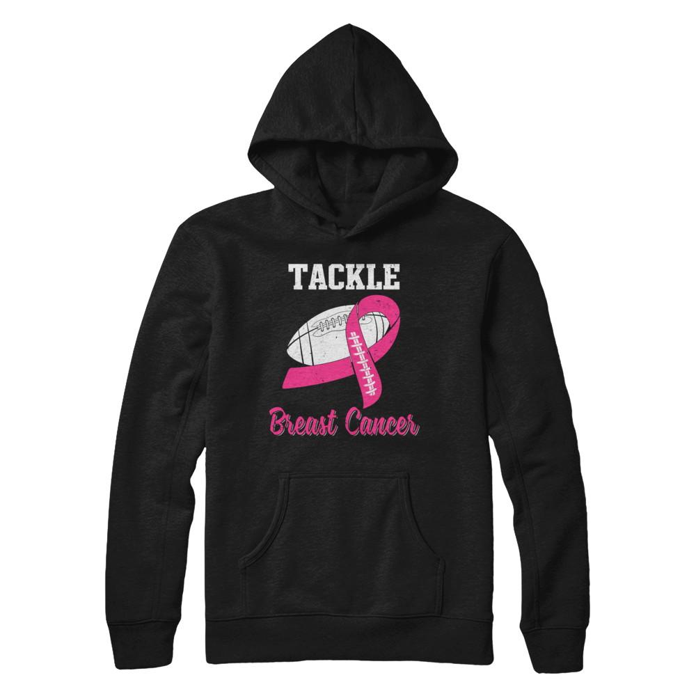 Football Survivor Tackle Pink Breast Cancer Awareness-T-Shirt & Hoodie-Pullover Hoodie-Black