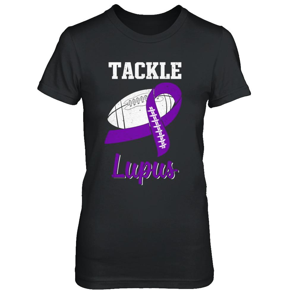 Football Survivor Tackle Purple Lupus Awareness-T-Shirt & Hoodie-Women's T-Shirt-Black