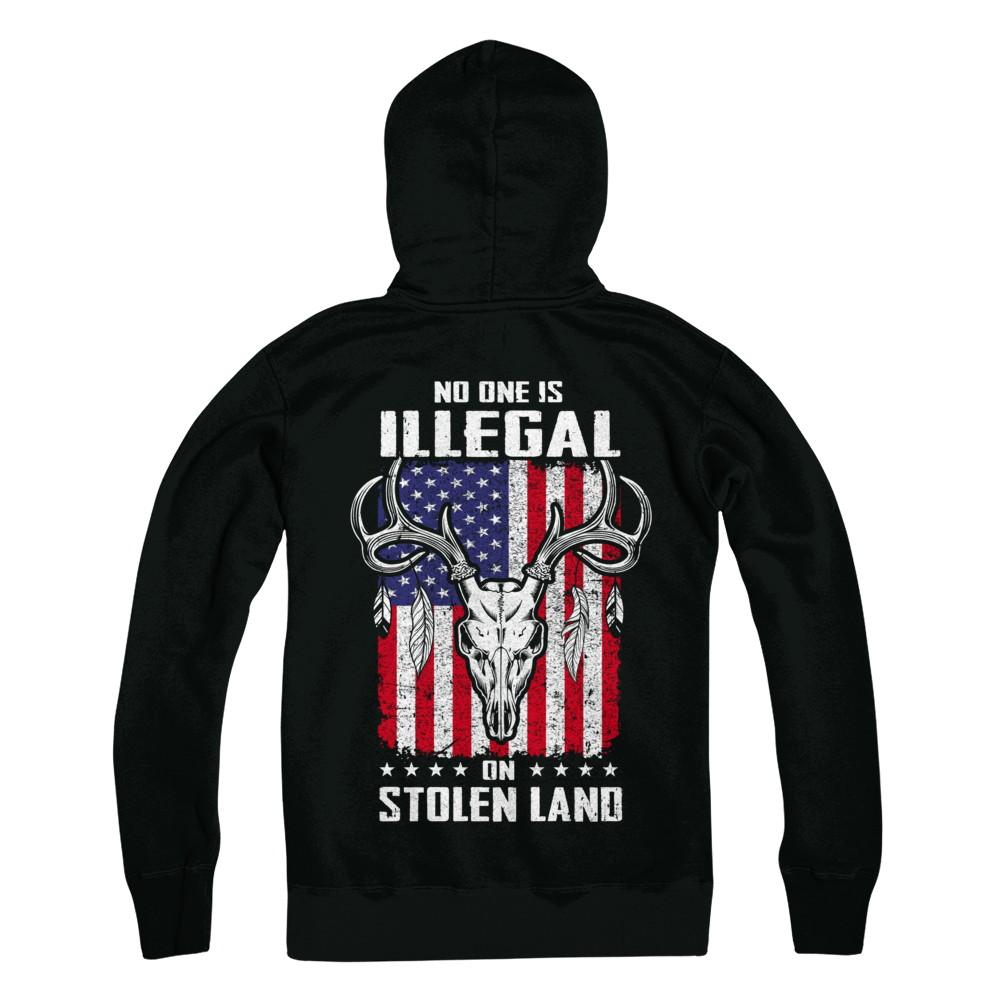 No One Is Illegal On Stolen Land Immigrants-T-Shirt & Hoodie-Pullover Hoodie-Black