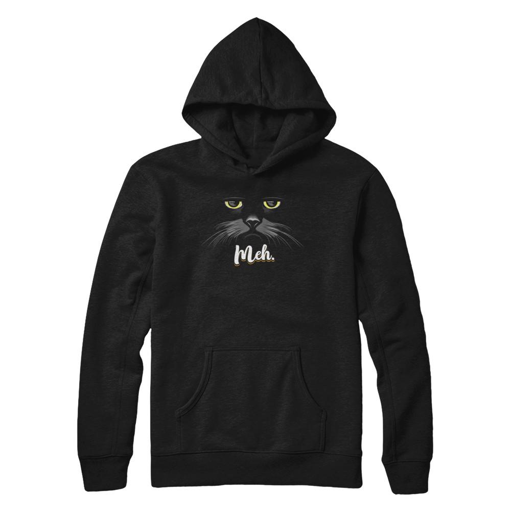 Funny Halloween Cat Meh Gift-T-Shirt & Sweatshirt-Pullover Hoodie-Black