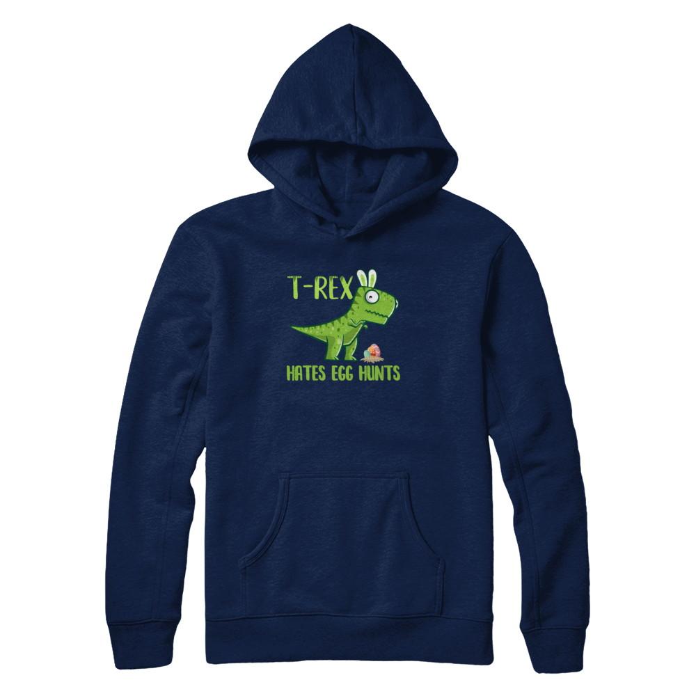 Funny Easter Bunny Dinosaur T-Rex Hates Egg Hunts-T-Shirt & Tank Top-Pullover Hoodie-Navy
