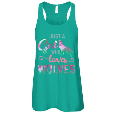 Just A Girl Who Loves Wolves Wolf Lover-T-Shirt & Tank Top-Women's Flowy Racerback Tank-Kelly