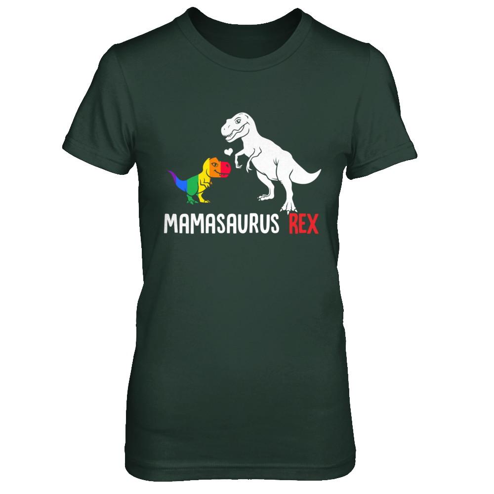 Mama Saurus Mamasaurus T-Rex Dinosaur LGBT Support-T-Shirt & Hoodie-Women's T-Shirt-Forest Green