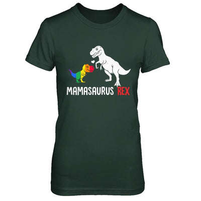 Mama Saurus Mamasaurus T-Rex Dinosaur LGBT Support-T-Shirt & Hoodie-Women's T-Shirt-Forest Green