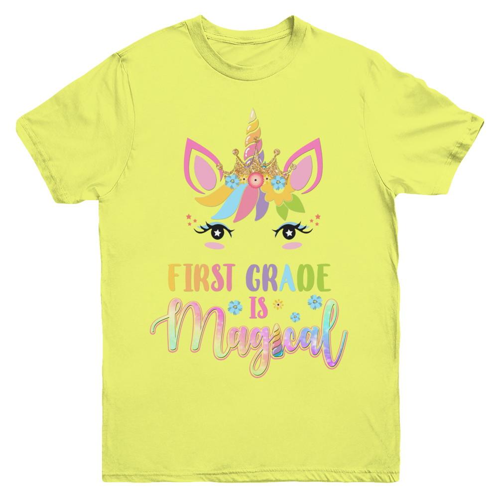 First Grade Is Magical Unicorn Back To School 1st Grade Youth-Youth Shirt-Youth T-Shirt-Daisy