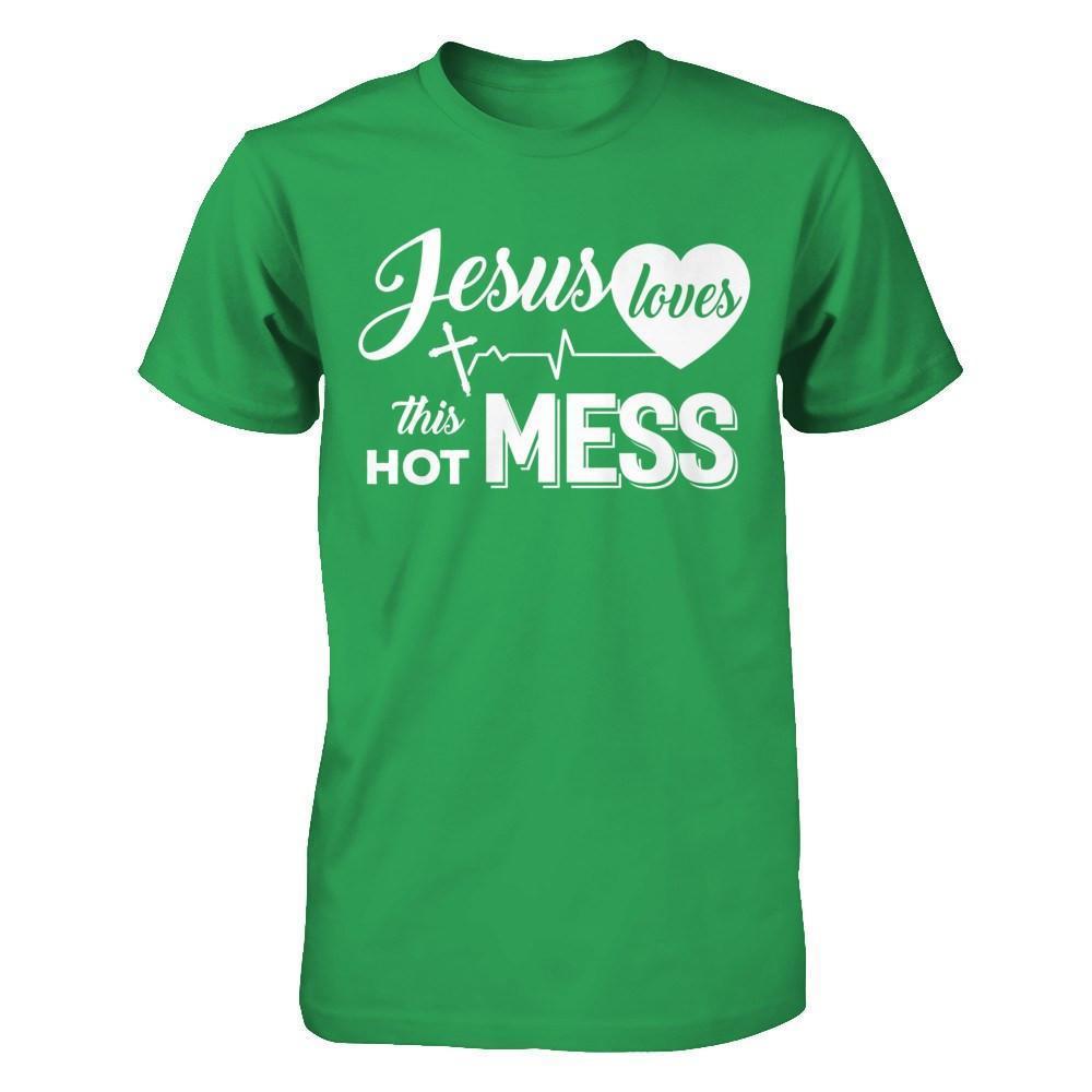 Jesus Loves This Hot Mess-T-Shirt & Hoodie-Premium T-Shirt-Kelly Green