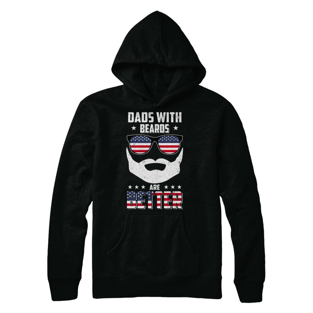 Dads With Beards Are Better American Flag Fathers Day-T-Shirt & Hoodie-Pullover Hoodie-Black