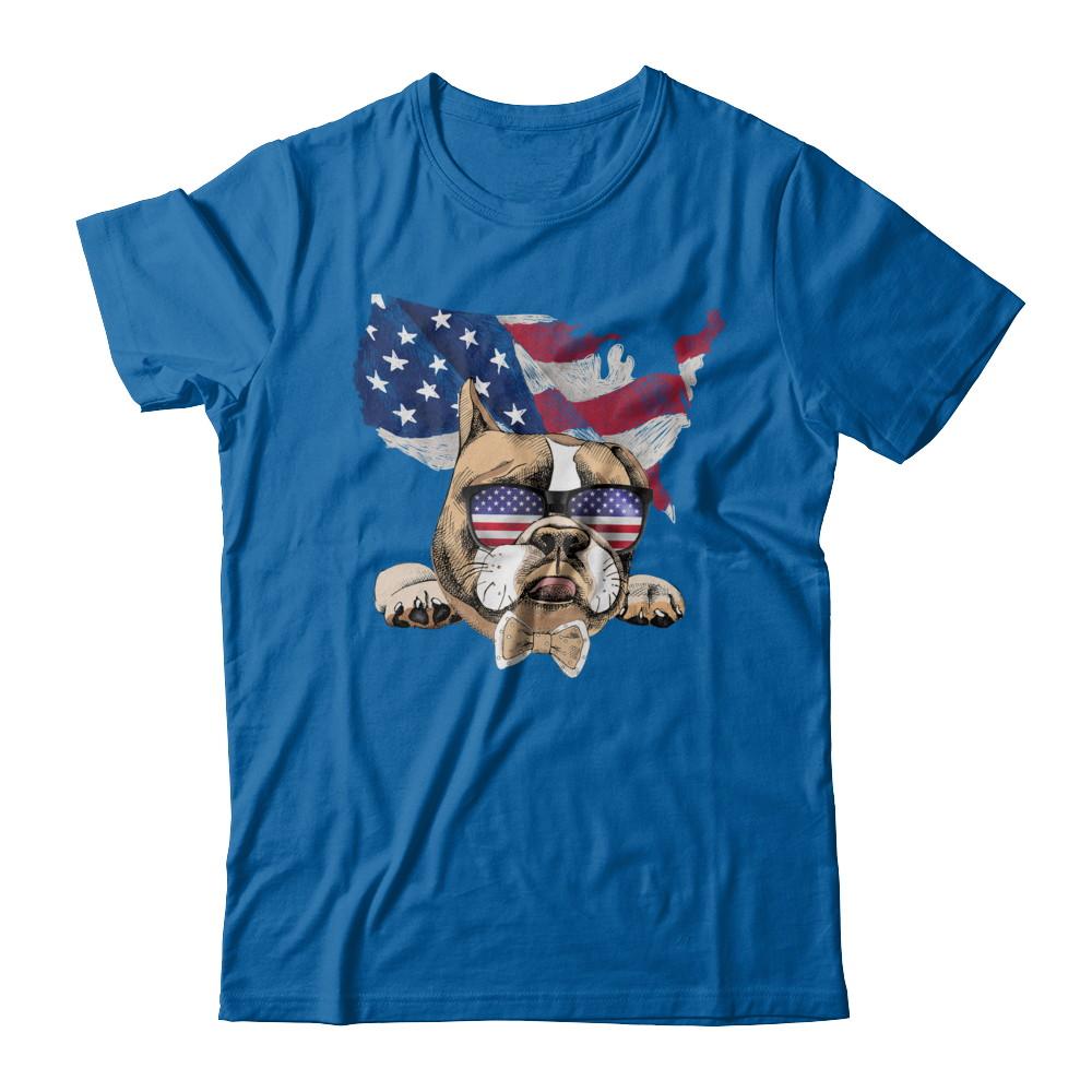 Funny Patriot Bulldog Dog 4Th Of July American Flag-T-Shirt & Hoodie-Classic T-Shirt-Royal