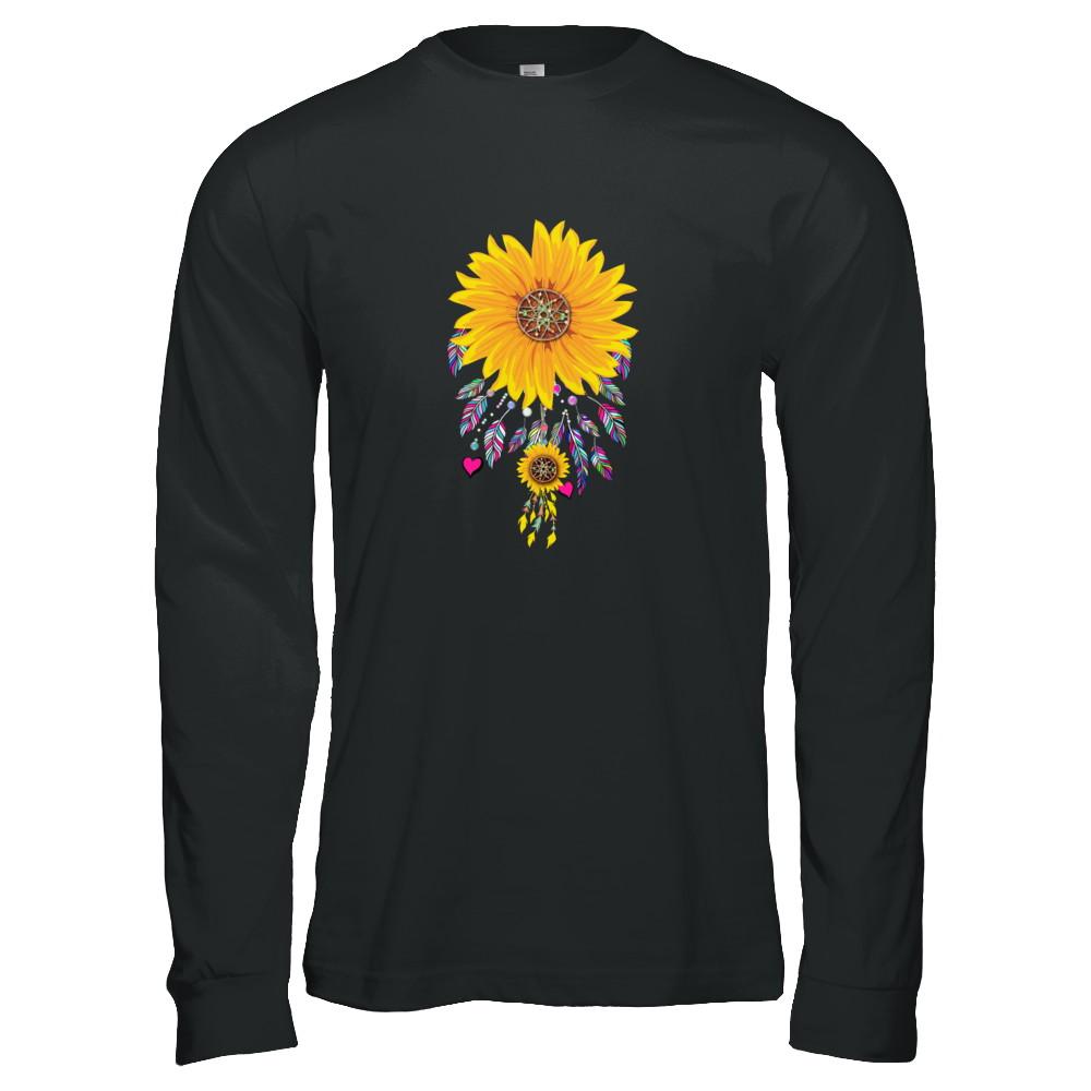 Native Dream Catcher Sunflower-T-Shirt & Tank Top-Long Sleeve T-Shirt-Black