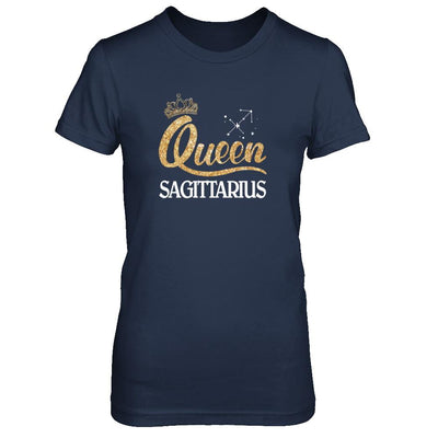 Queen Sagittarius Zodiac November December Birthday Gift-T-Shirt & Tank Top-Women's T-Shirt-Navy