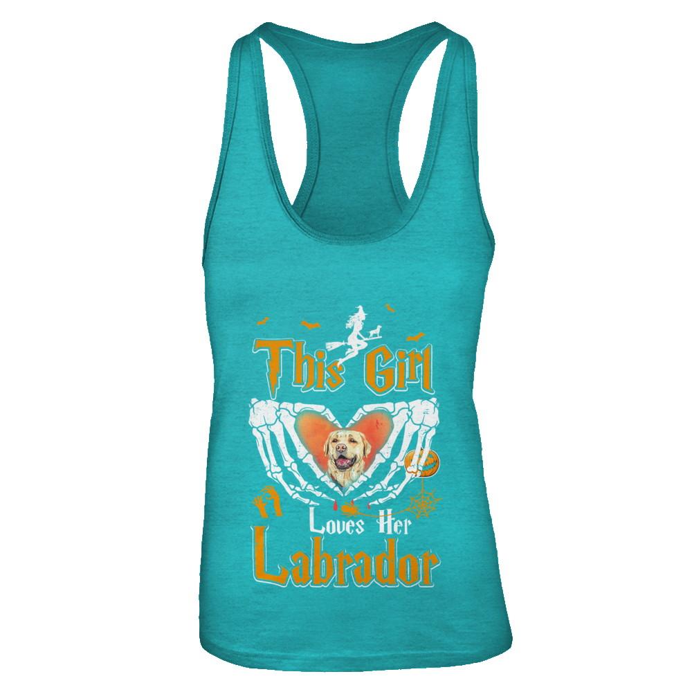 This Girl Love Her Dog Labrador Halloween-T-Shirt & Tank Top-Women's Ideal Racerback Tank-Tahiti Blue