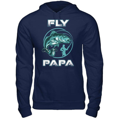 Fly Fishing Papa-T-Shirt & Hoodie-Pullover Hoodie-Navy