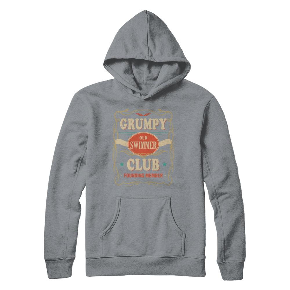 Papa Grumpy Old Swimmer Club Founding Member Swimming-T-Shirt & Hoodie-Pullover Hoodie-Light Steel
