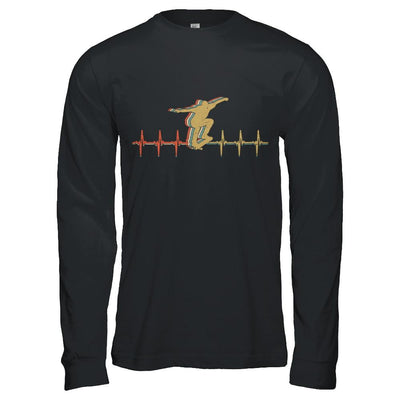 Vintage Skateboard Skater Heartbeat Love Gift-T-Shirt & Hoodie-Long Sleeve T-Shirt-Black