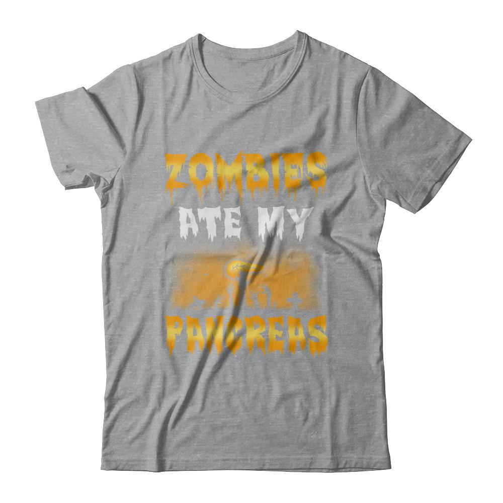 Zombies Ate My Pancreas Halloween Costume-T-Shirt & Hoodie-Classic T-Shirt-Sport Grey