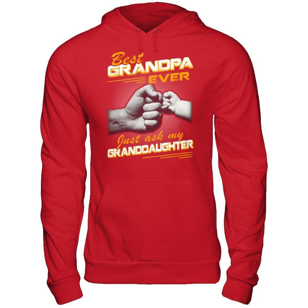 Best Grandpa Ever Just Ask My Granddaughter-T-Shirt & Hoodie-Pullover Hoodie-Red