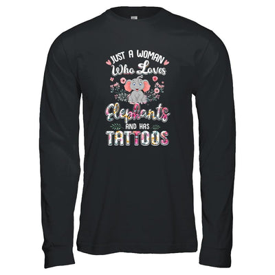 Just A Woman Who Loves Elephants And Has Tattoos-T-Shirt & Tank Top-Long Sleeve T-Shirt-Black